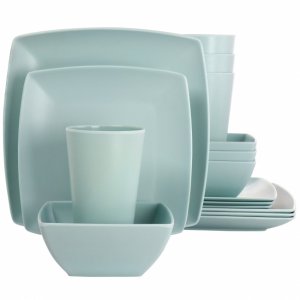 Gibson 99898.16R Home Grayson Melamine 16 Piece Square Dinnerware Set 