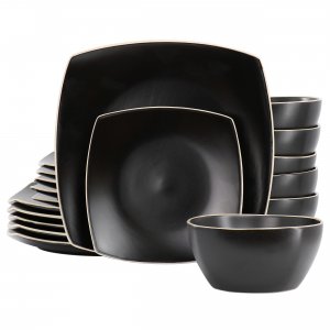 Gibson 120138.18R Soho Lounge 18 Piece Square Stoneware Dinnerware Set