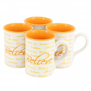 Gibson 142553.01 Home Inspirational Words Believe 4 Piece 16 Ounce Sto