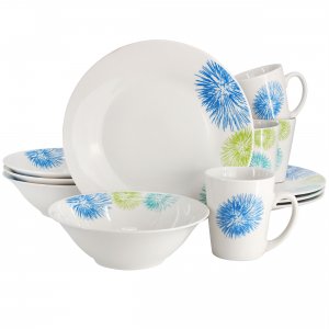 Gibson 142757.12 Home Blue Meadow 12 Piece Fine Ceramic Dinnerware Set