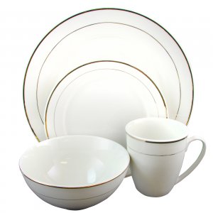 Gibson 116333.16 Home Palladine 16 Piece Dinnerware Double Gold Banded