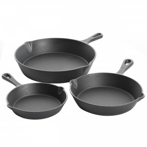 Gibson 129983.03 Home Brickstone 3 Piece Pre-seasoned Cast Iron Skille