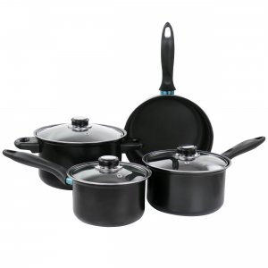 Gibson 127752.07 Home Newton 7 Piece Carbon Steel Cookware Set In Blac