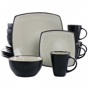 Gibson 127334.16R Elite Soho Lounge 16 Piece Square Stoneware Dinnerwa