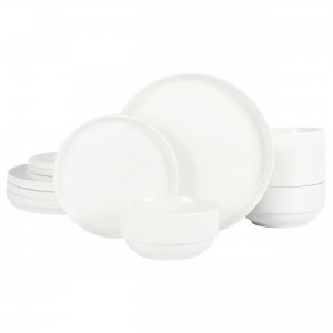 Gibson 142567.12 Home Snowscape 12 Piece Fine Ceramic Stackable Dinner