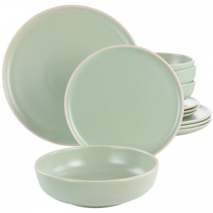 Gibson 135250.12 Elite Serenade 12 Piece Round Stoneware Dinnerware Se