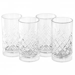 Gibson 142175.04 Home 4 Piece 16 Ounce Diamond Embossed Glass Tumbler 