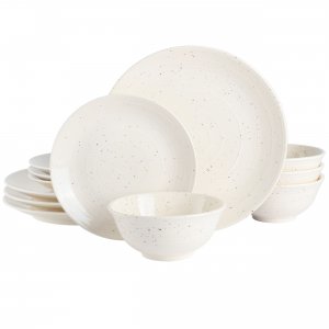 Gibson 97360.12R Elite Ramapo 12 Piece Stoneware Dinnerware Set In Whi