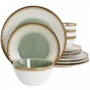 Gibson 136578.12 Elite Habit Hill 12 Piece Stoneware Dinnerware Set In