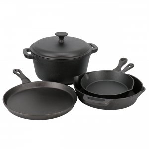 Gibson 141591.05 Home Addlestone 5 Piece Pre-seasoned Cast Iron Cookwa