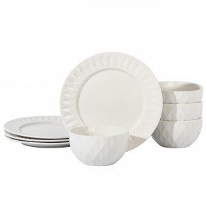 Gibson 135407.08 Home Fine Ceramic 8 Piece Dinnerware Set In White