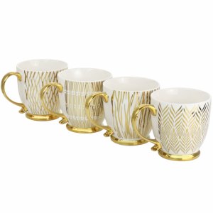 Gibson 131001.01 Home Gold Finch 4 Piece 16.7oz Electroplated Fine Cer