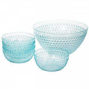 Gibson 129393.05 Home Plastic Bowl Set With Serving Bowl In Light Blue