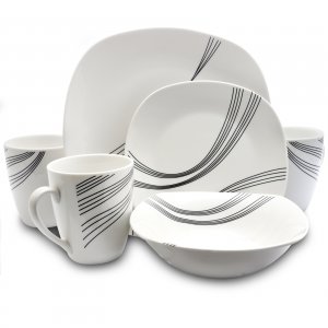 Gibson 94704.16 Curvation 16-piece Soft Square Dinnerware Set In White