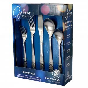 Gibson 138510.20 Home Bishop Hill 20 Piece Stainless Steel Floral Flat