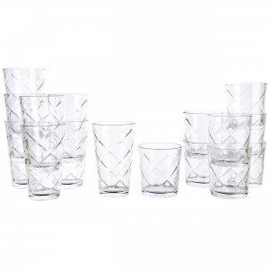 Gibson 141409.16 Home 16 Piece Lattice Glassware Drinkware Set