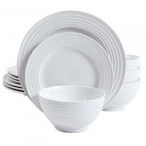 Gibson 90715.12 Home Plaza Cafe 12 Piece Dinnerware Set In White