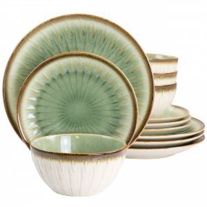 Gibson 134000.12 Elite Mayfair Bay 12 Piece Stoneware Dinnerware Set I