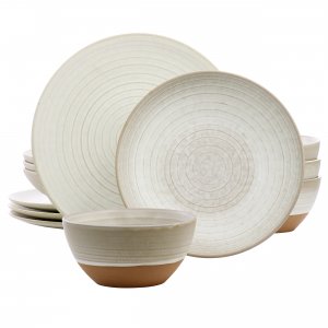 Gibson 135271.12 Elite 12 Piece Dreamweaver Round Earthenware Dinnerwa