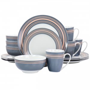 Gibson 130975.16 Home Silver Wind 16 Piece Fine Ceramic Dinnerware Set