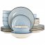 Elama EL-GIA24LB Gia 24 Piece Round Stoneware Dinnerware Set In Light 