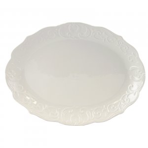 Gibson 116994.01 Home Royal Abbey Oval Embossed Durastone Platter In W