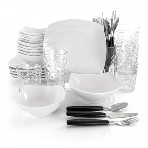 Gibson 124321.48 All U Need 48 Piece Ceramic Dinnerware Combo Set In W