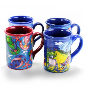 Gibson 124258.01 Home Beachcomber 4 Piece 16 Ounce Stoneware Mug Set I