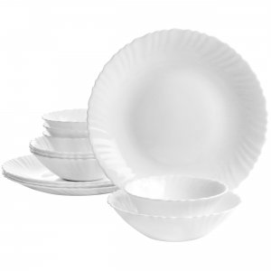 Gibson 127232.12 Ultra Radley 12 Piece Tempered Opal Glass Dinnerware 