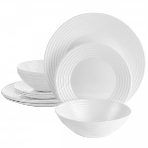 Gibson 126947.12 Ultra Patio 12 Piece Tempered Opal Glass Dinnerware S