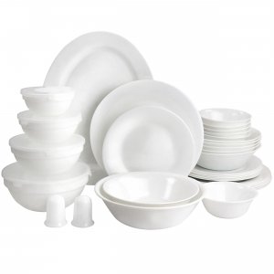 Gibson 97082.36 Ultra 36 Piece Tempered Opal Glass Combo Dinnerware Se