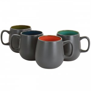 Kook 131052.04R 4 Piece Ceramic Multicolor Deco Coffee Mug Set In Matt