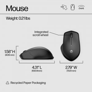 Hp 19U64AA#ABL Hp 280 Silent Black Wrls Mouse