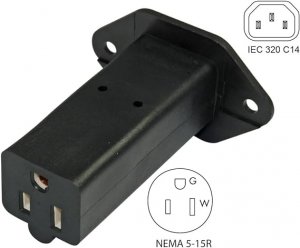 Ac WS-308 Ac Connectors Iec C14 With Mounting Holes To Nema 5-15r (u.s