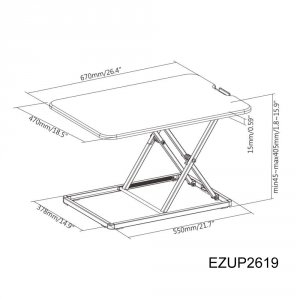 Amer EZUP2619 Ultra-slim Desk Top Riser