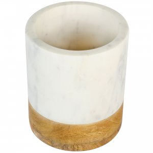 Laurie 124652.01 California Designs 6.5 Inch White Marble And Mango Wo