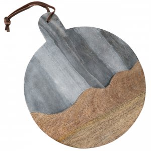 Laurie 113929.01 11 Inch Marble And Mango Wood Round Serving Tray In G