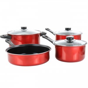 Gibson 127788.07 Everyday Cardinal 7 Piece Nonstick Steel Cookware Set