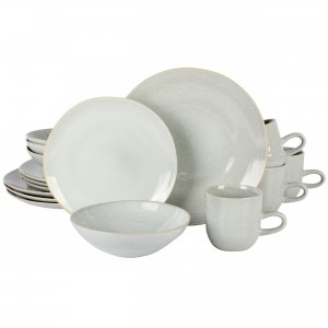 Laurie 113835.16 Ravenna 16 Piece Round Stoneware Dinnerware Set In Gr