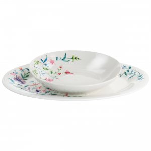 Gibson 78969.02 Home Butterfly Floral 2 Piece Fine Ceramic Platter And