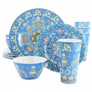 Laurie 67842.16 Tallulah 16 Piece Round Melamine Dinnerware Set In Blu