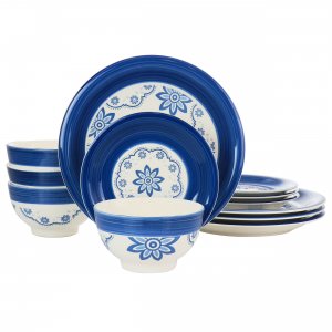 Gibson 130990.12 Home 12 Piece Sundial Ceramic Dinnerware Set