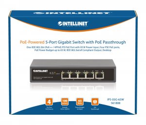 Manhattan 561808 Poe-powered 5-port Gigabit Switch With Poe Passthroug