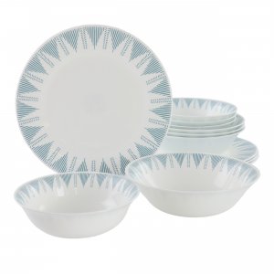 Gibson 138948.12 Ultra By  Piper Point 12 Piece Opal Glass Dinnerware 