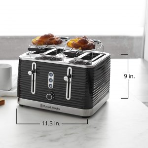 Russell TR9450BR Retro Style 4 Slice Toaster In Black