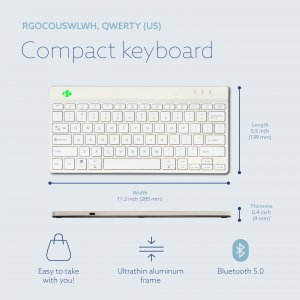 Rgo RGOCOUSWLWH R-go Compact Break Keyboard, Qwerty (us), Bluetooth, W