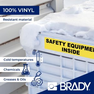 Brady M5C-1500-595-WT-BK All Weather Permanent Adhesive Vinyl Labels F