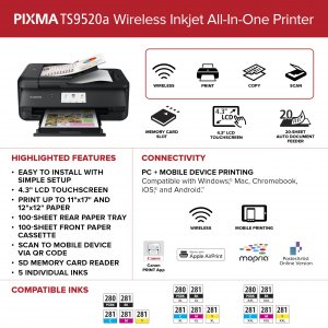 Canon CNM2988C032 Pixma Ts9520a (black) Color Inkjet All-in-one Printe