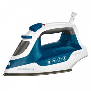 Black IR06V Black+decker Easy Steam Nonstick Compact Iron In Blue With