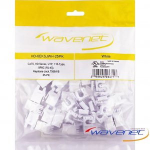 Wavenet WAV-6EKSJWH-25PK Cat6 Jack Sdj Series White 25 Pack